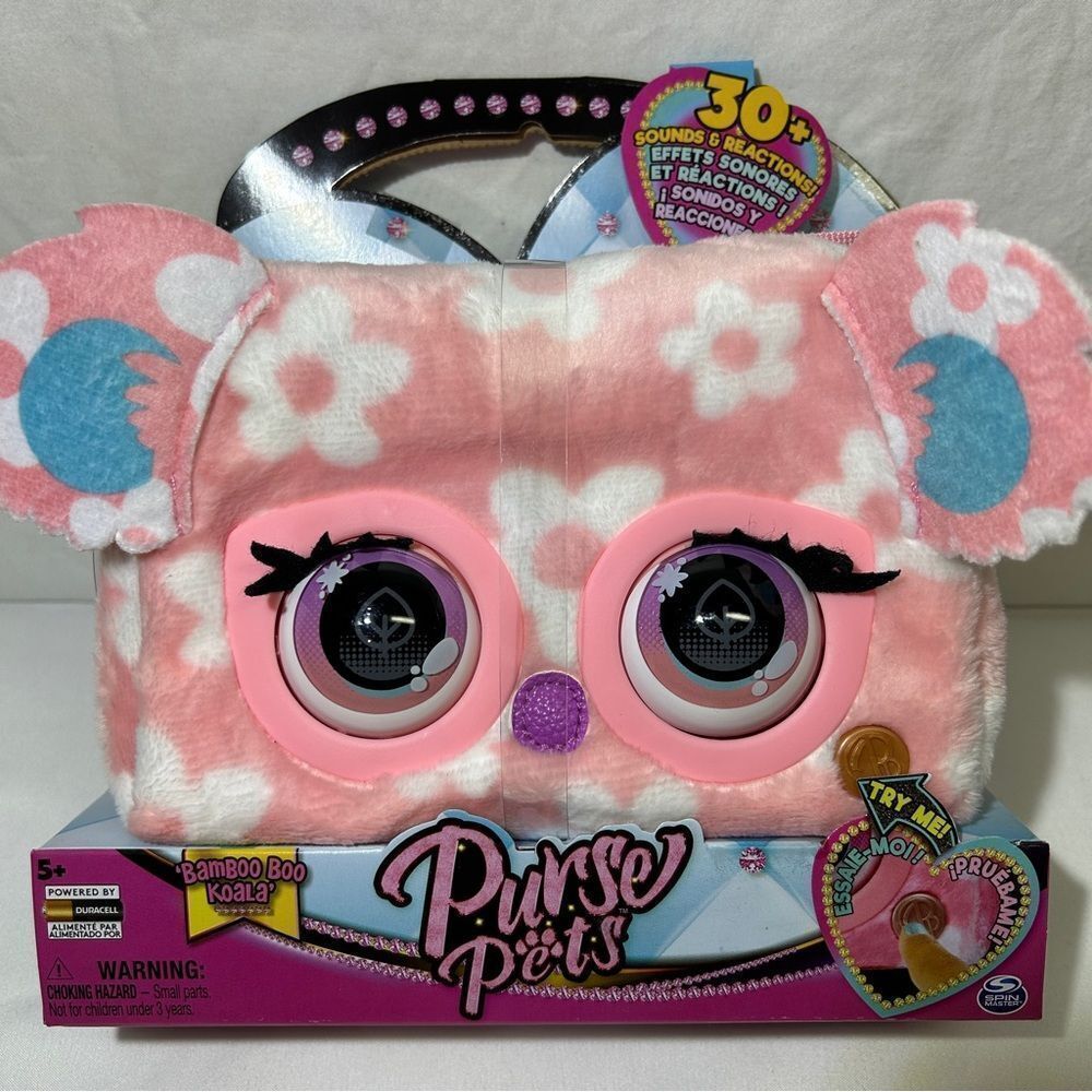 PURSE PETS Pink Bamboo Boo Koala  Girls Purse with Sounds Interactive